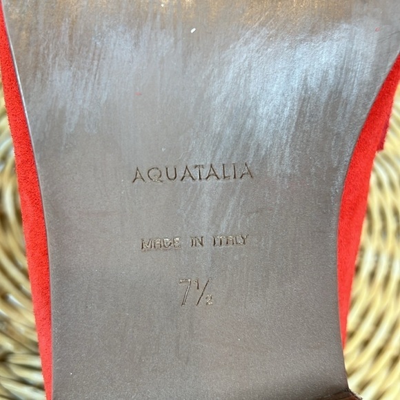 Aquatalia Mules Loafer Slip On Leather Suede Orange Buckle 7.5 - Picture 12 of 12